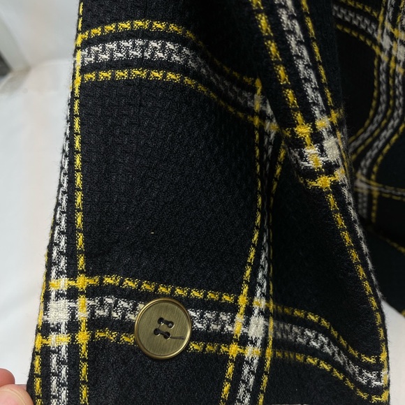 Miss Sophisticates by Pendleton Blazer Jacket Womens 14 Black Yellow Plaid Linen - Picture 5 of 8
